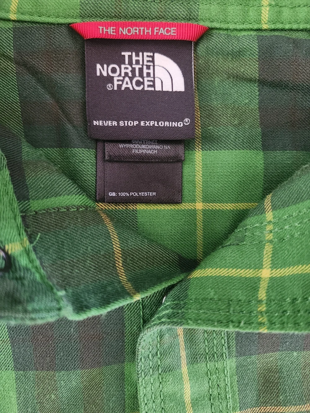 The North Face Green Plaid Button-Down Flannel Shirt Men's Large